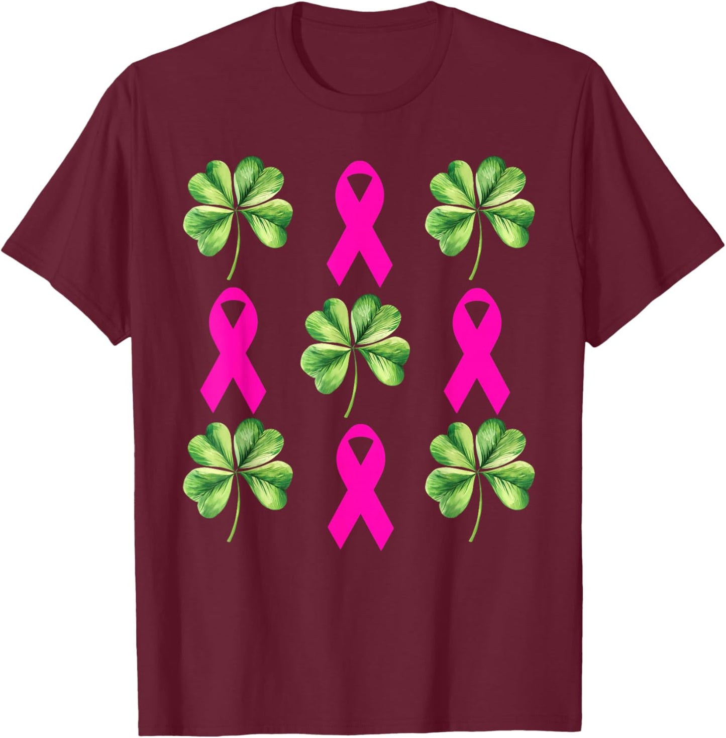 Shamrock Ribbon Mammography Mammo Radiology St Patrick’s Day T-Shirt - T-Shirt | Maroon