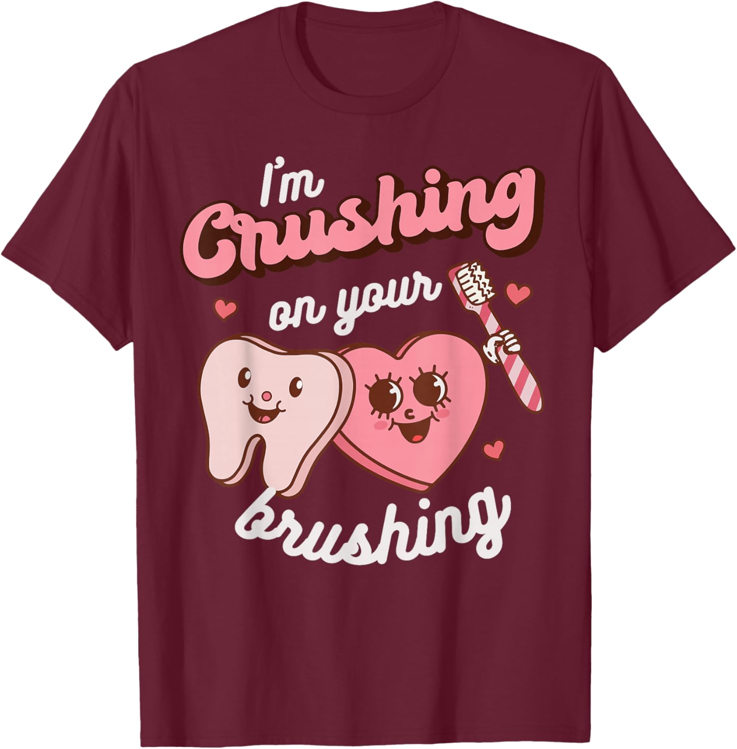 Dental Hygienist Valentines Day Dentist Squad Tooth Heart T-Shirt - T-Shirt | Maroon