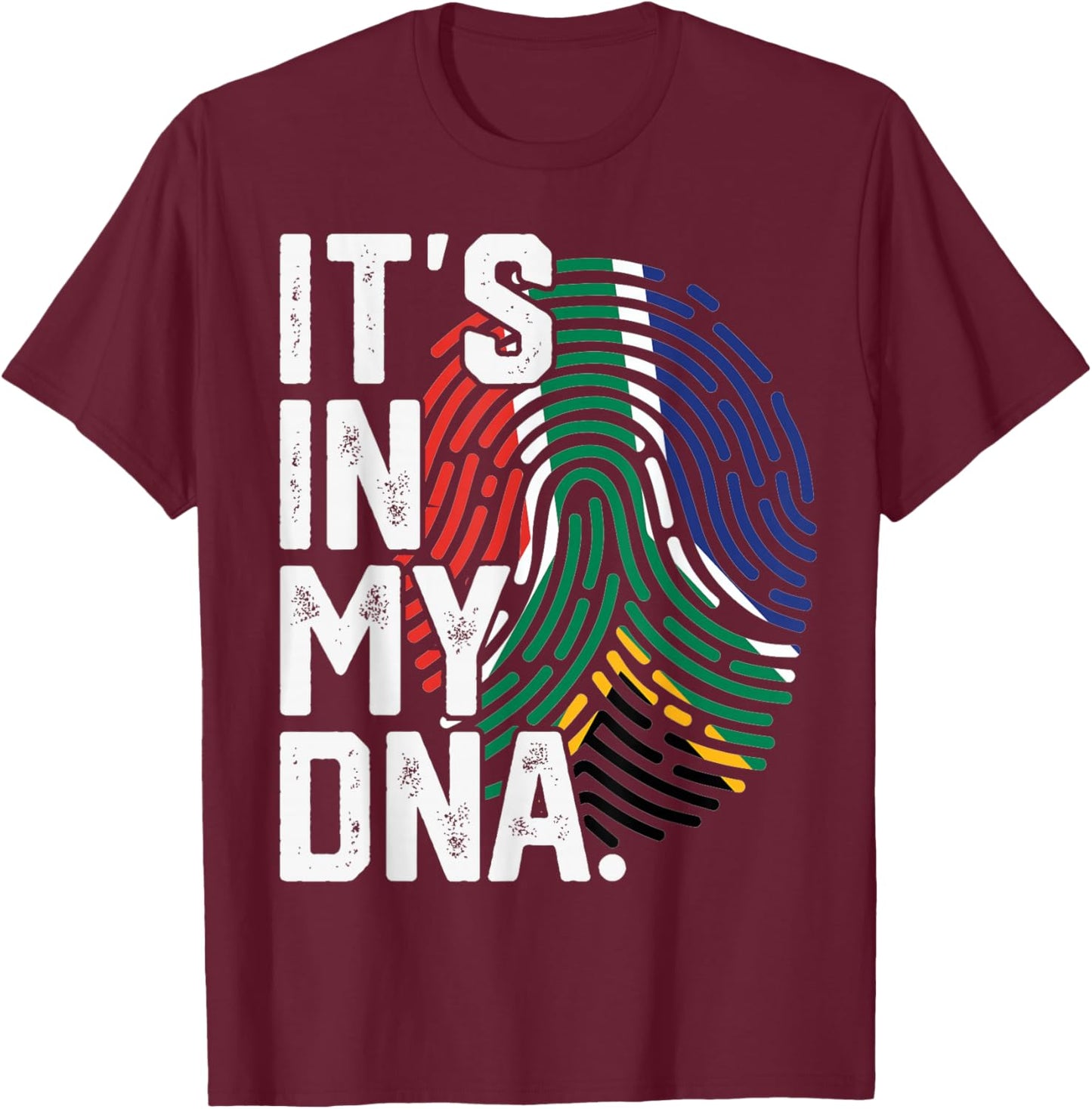 South Africa Roots Flag Fingerprint Graphic Patriotic T-Shirt - T-Shirt | Maroon
