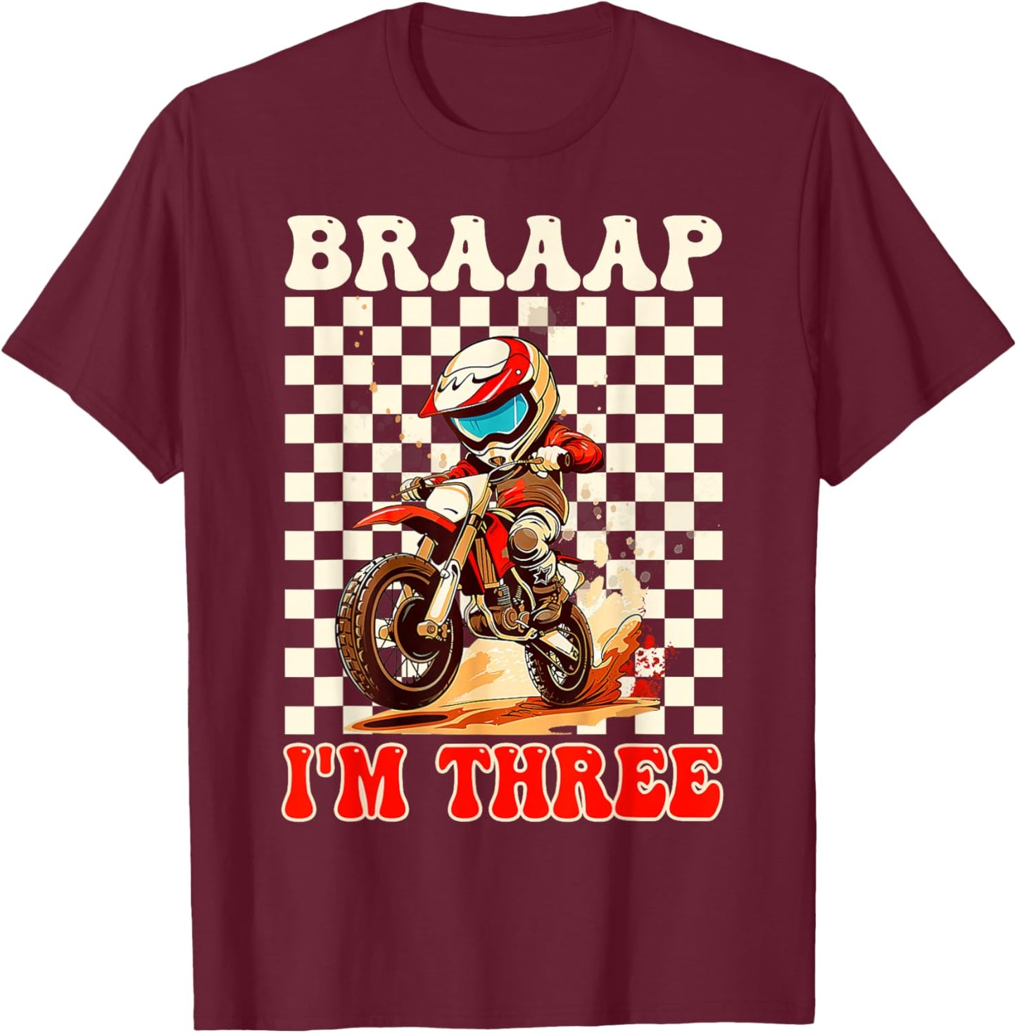 Kids It's My 3rd Birthday Boy Motocross Dirt Bike 3 Year Old T-Shirt - T-Shirt | Maroon