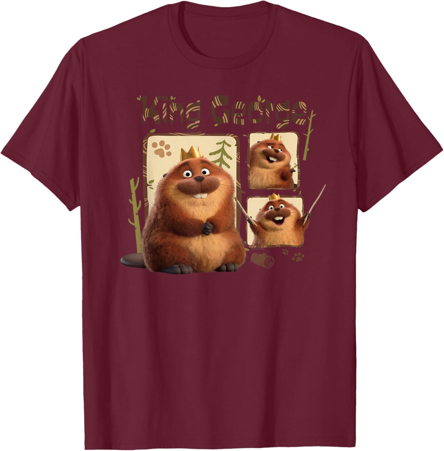 Disney and Pixar's Hoppers King George King of The Beavers T-Shirt - T-Shirt | Maroon