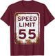 Vintage Speed Limit 55 Shirt, Fun 55th Birthday Road Sign T-Shirt - T-Shirt | Maroon