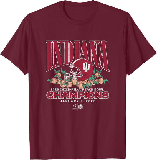 Indiana Football: CFP Peach Bowl Champions T-Shirt - T-Shirt | Maroon