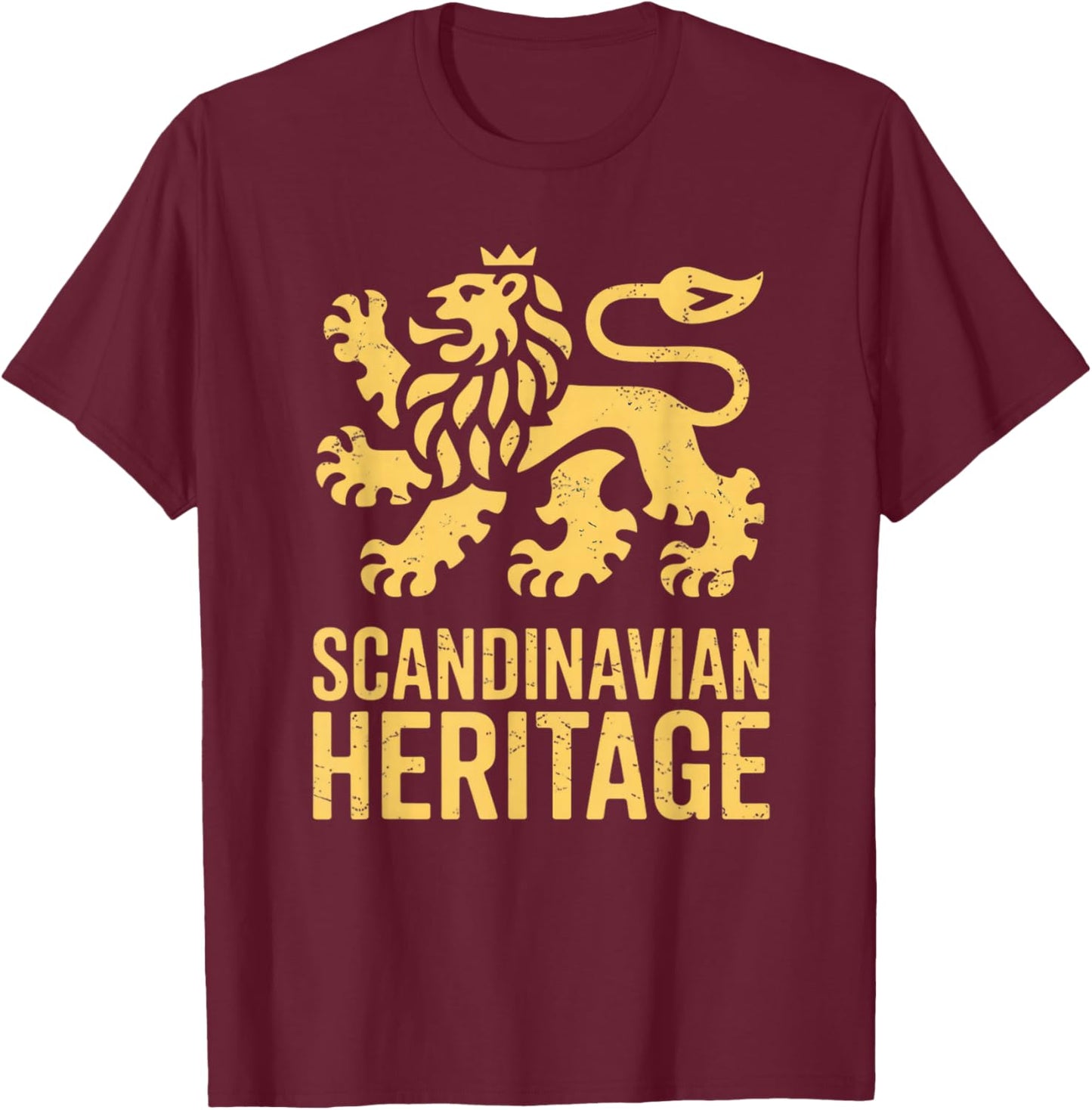 Scandinavian Heritage Lion Sweden Swedish Pride Vintage T-Shirt - T-Shirt | Maroon