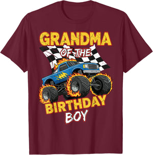 Grandma of The Birthday Boy Monster Truck Birthday Family T-Shirt - T-Shirt | Maroon