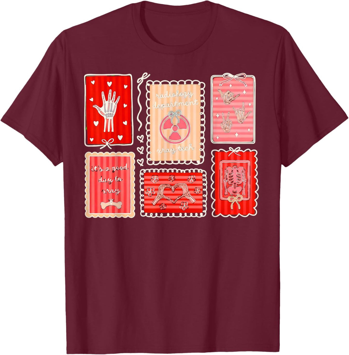 Radiology Valentine Heart for Valentine X-ray Tech T-Shirt - T-Shirt | Maroon