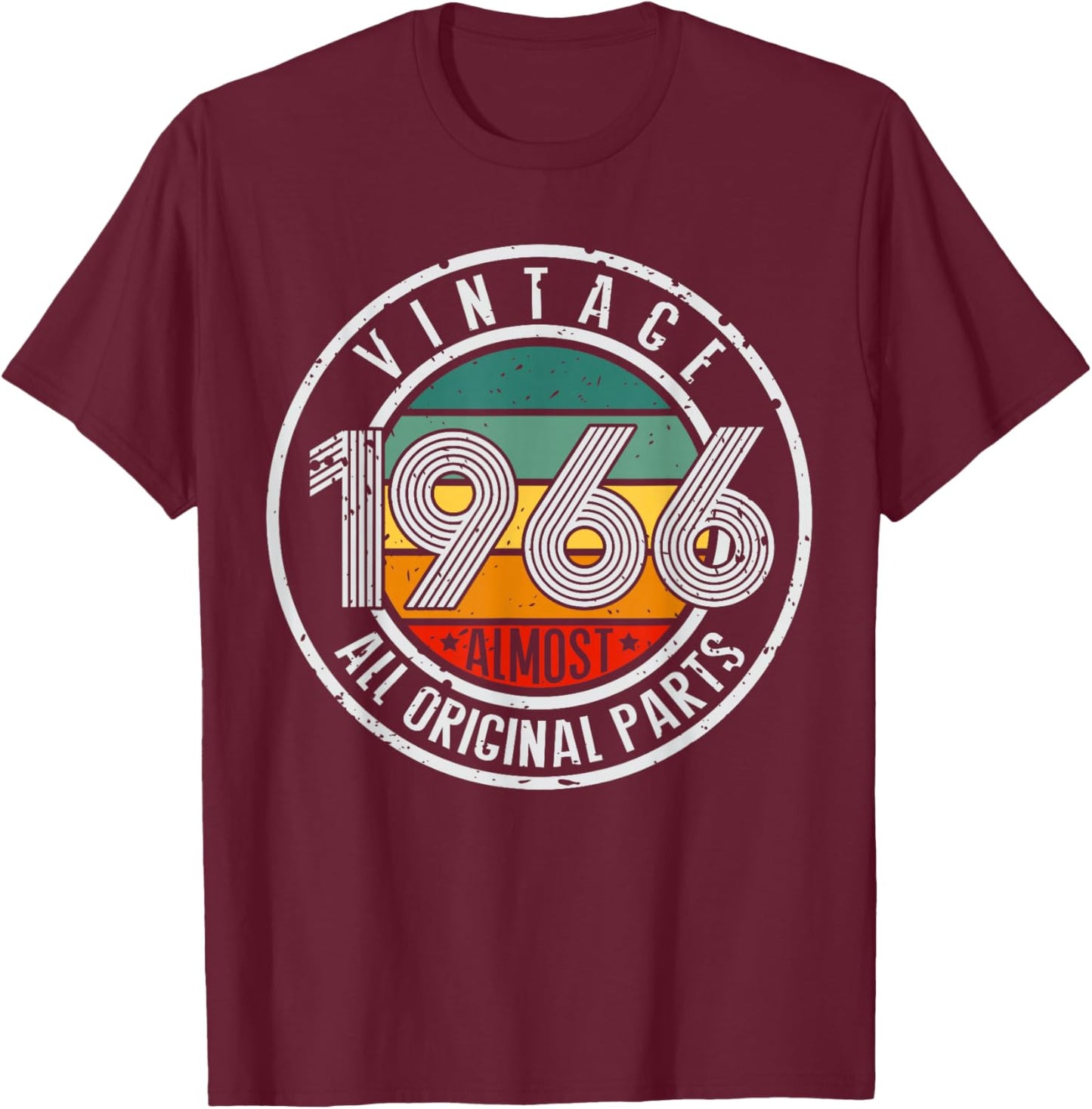 Vintage 1966 Classic 60th Birthday Retro Turnin 60 Years Old T-Shirt - T-Shirt | Maroon