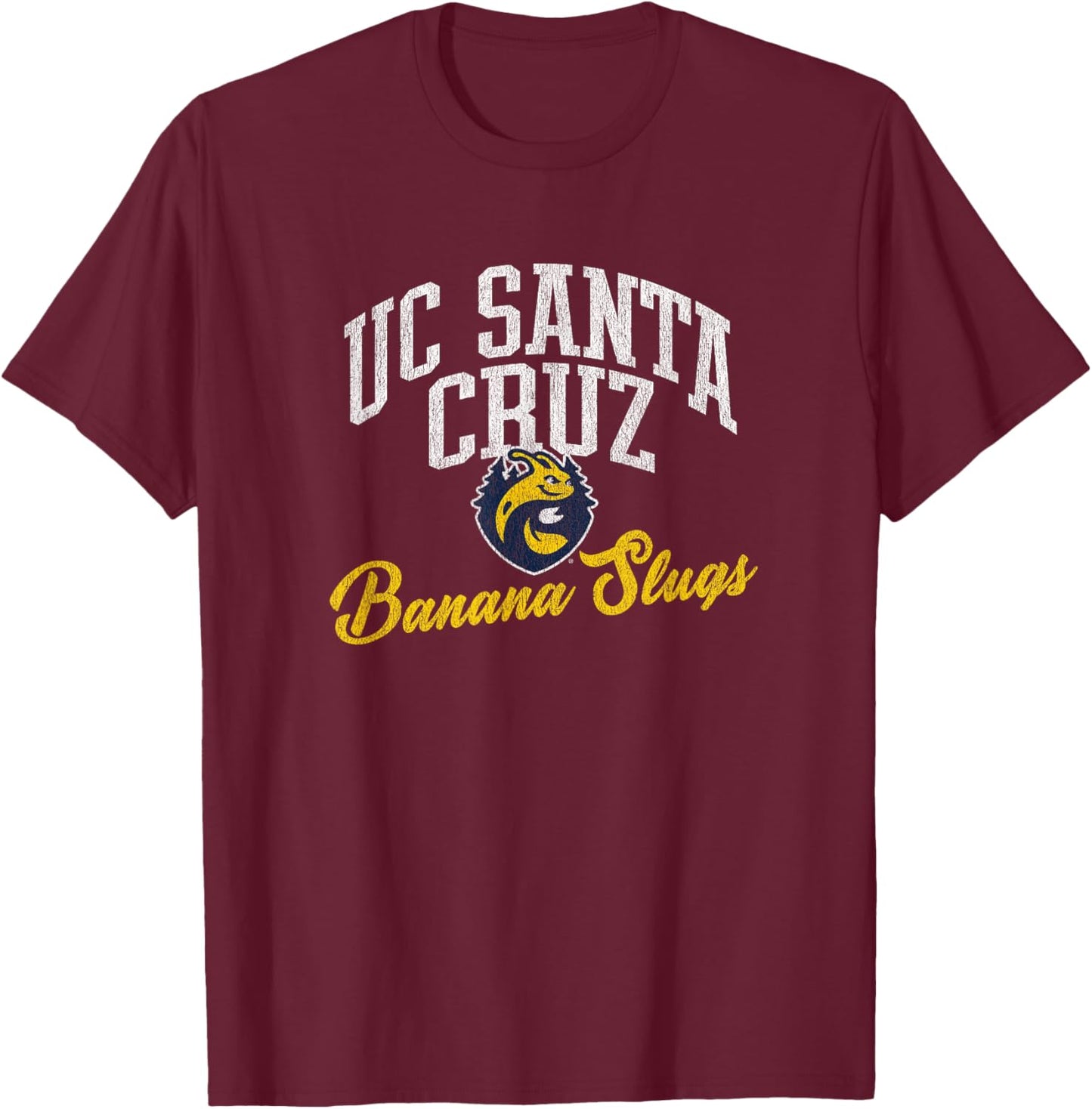 UC Santa Cruz UCSC Banana Slugs Archover Script T-Shirt - T-Shirt | Maroon