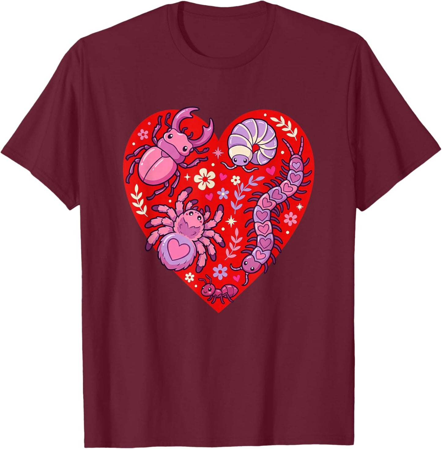 Bug Heart Cute Insect Valentine Love T-Shirt - T-Shirt | Maroon