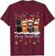 Cat Merry Christmas Light Reindeer Santa Christmas Cat Lover T-Shirt - T-Shirt | Maroon