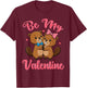 Cute Beaver Couple Hugging Be My Valentine Hearts Love T-Shirt - T-Shirt | Maroon