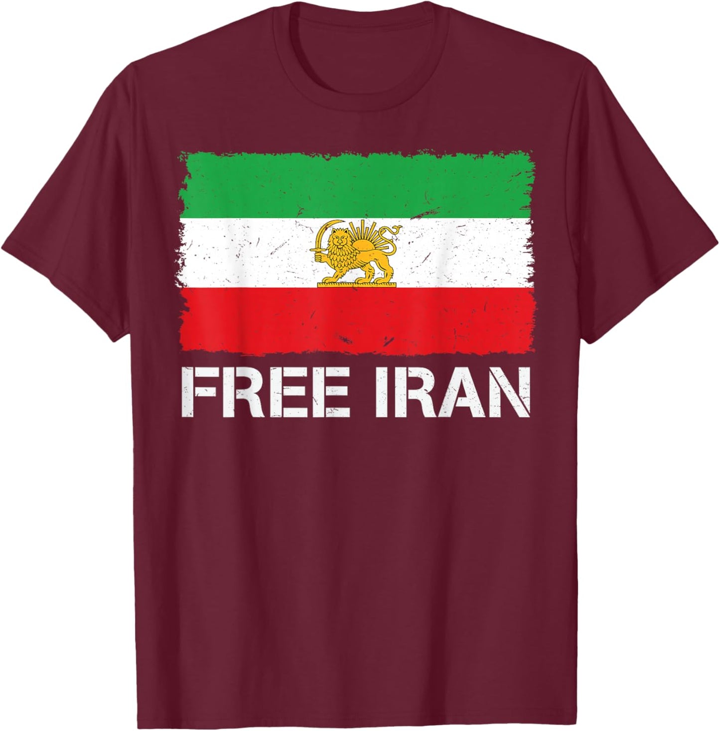 Free Iran Iran Flag Lion Persian Freedom Iran MIGA T-Shirt - T-Shirt | Maroon