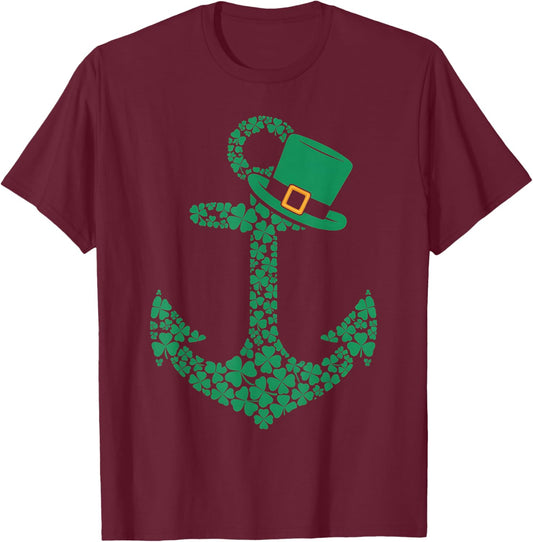 Leprechaun Anchor Shamrocks Cruise Squad St. Patrick's Day T-Shirt - T-Shirt | Maroon