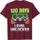 120 Days Level Unlocked Gaming 120 Days of School Boys Gamer T-Shirt - T-Shirt | Maroon
