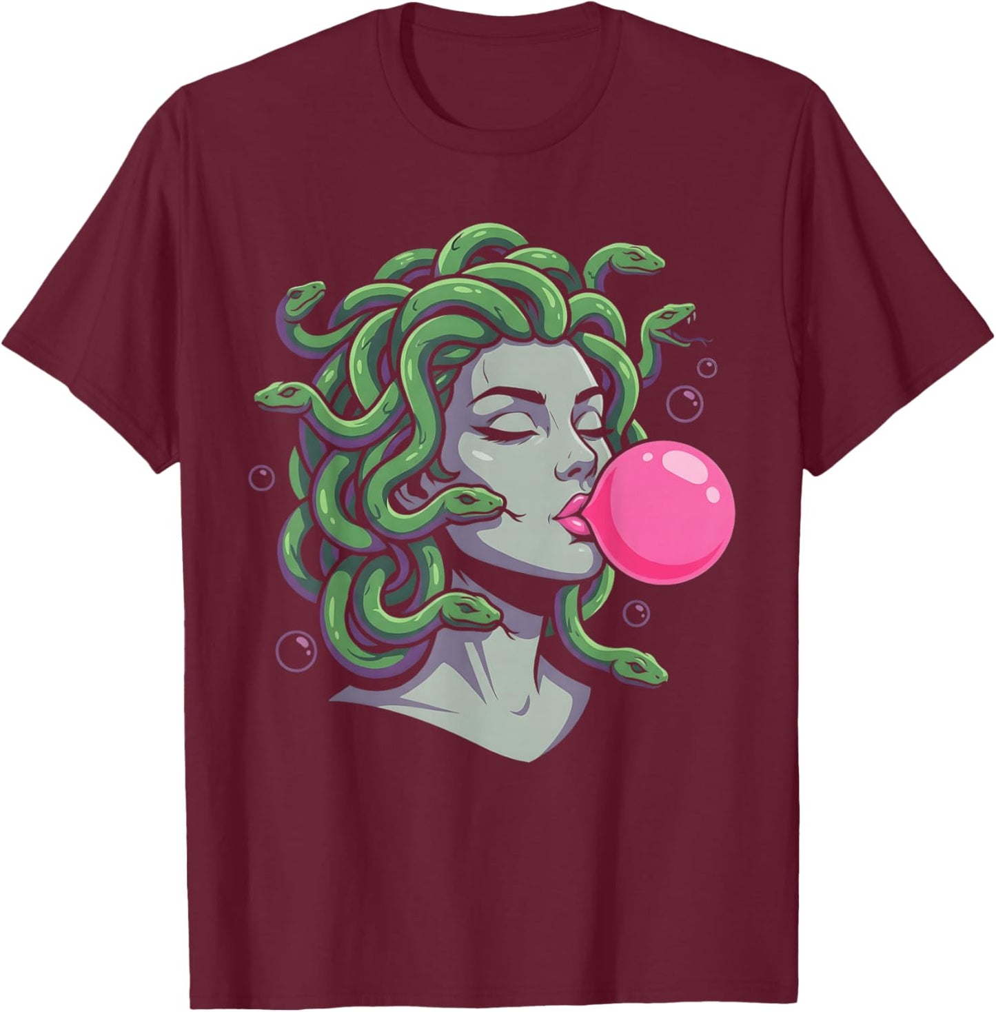Medusa Bubble Gum T-Shirt - T-Shirt | Maroon