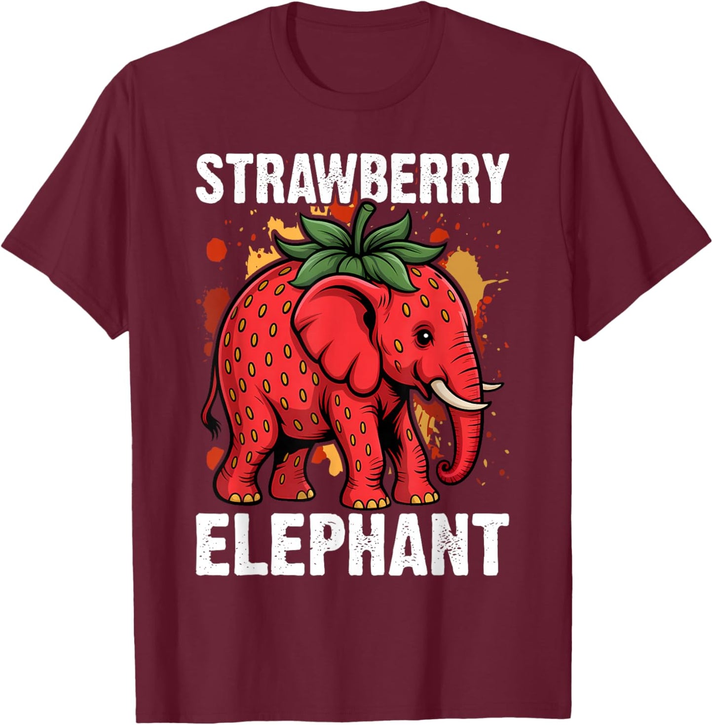 Kids Meme Strawberry Elephant T-Shirt - T-Shirt | Maroon