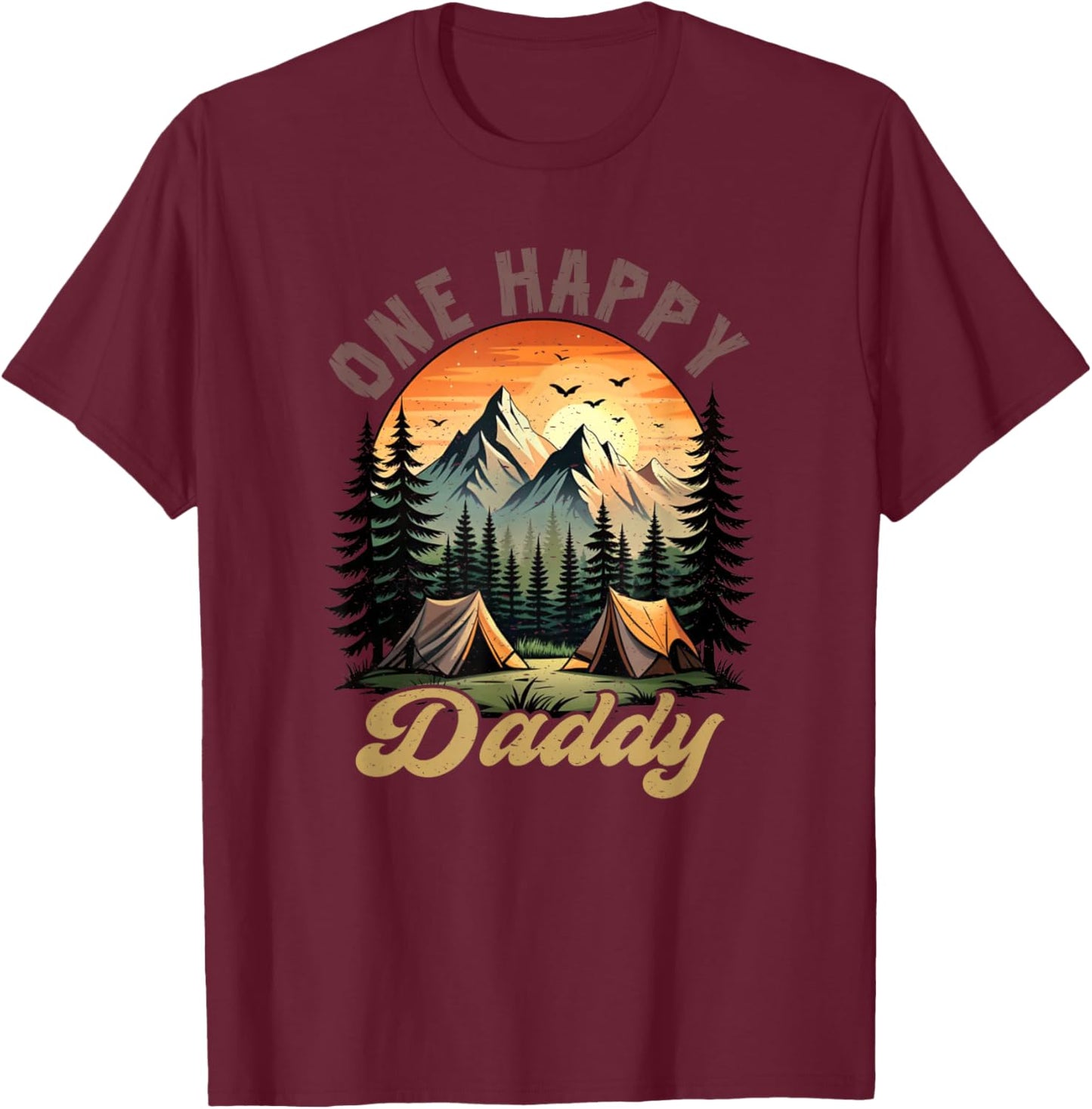One Happy Daddy Camper 1St Birthday Camping Bear T-Shirt - T-Shirt | Maroon