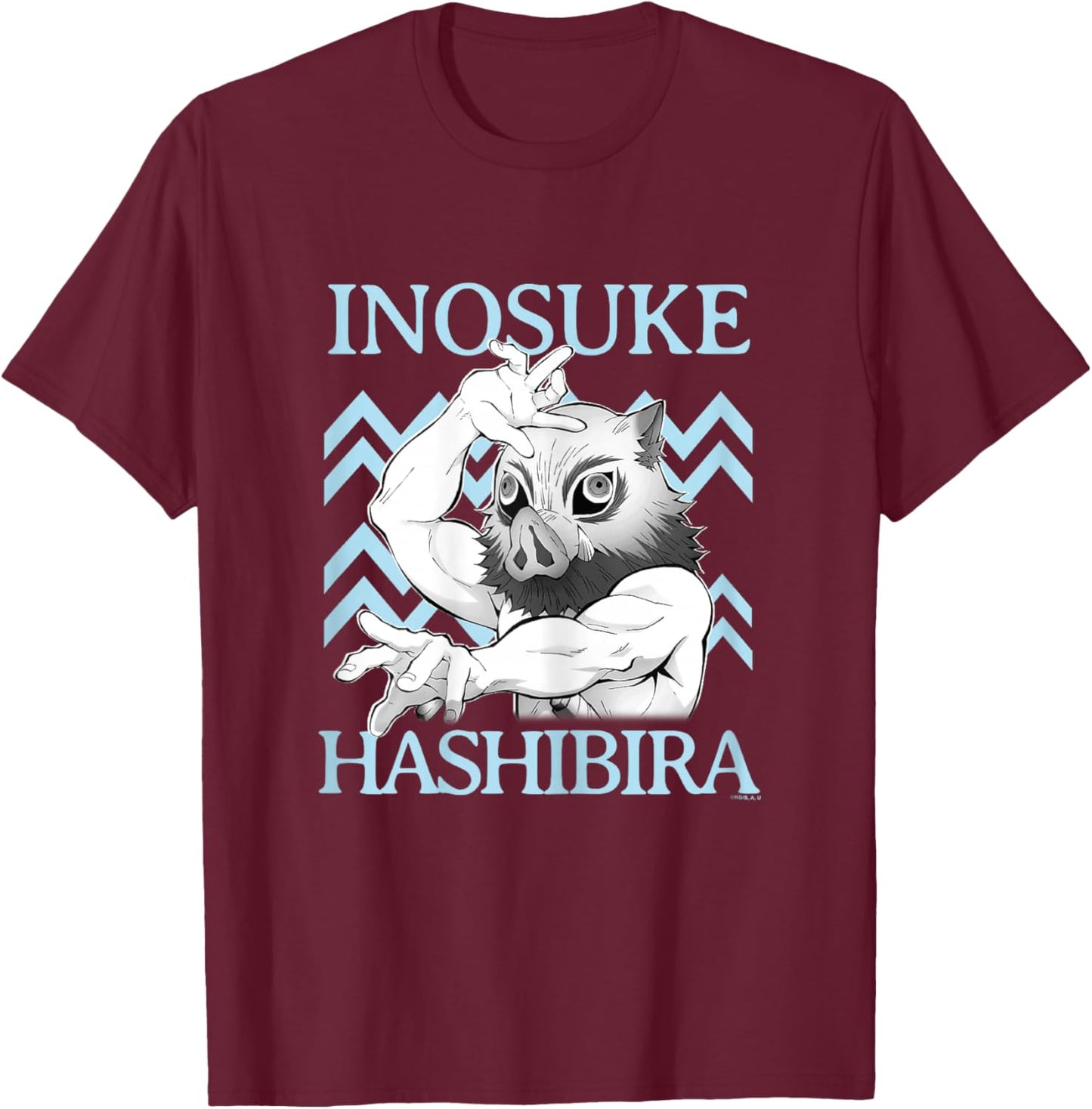 Demon Slayer: Kimetsu no Yaiba Inosuke Fierce Battle Mode T-Shirt - T-Shirt | Maroon