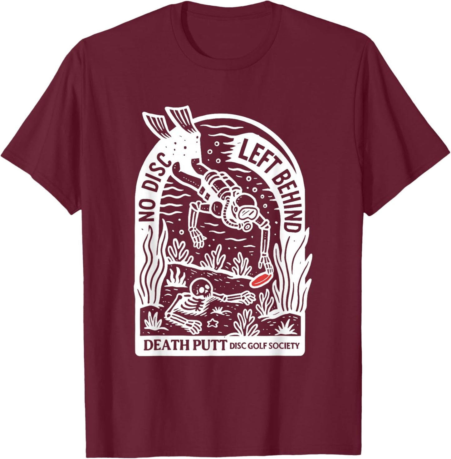 Vintage No Disc Left Behind Disc Golf Meme Golfer Golf Lover T-Shirt - T-Shirt | Maroon