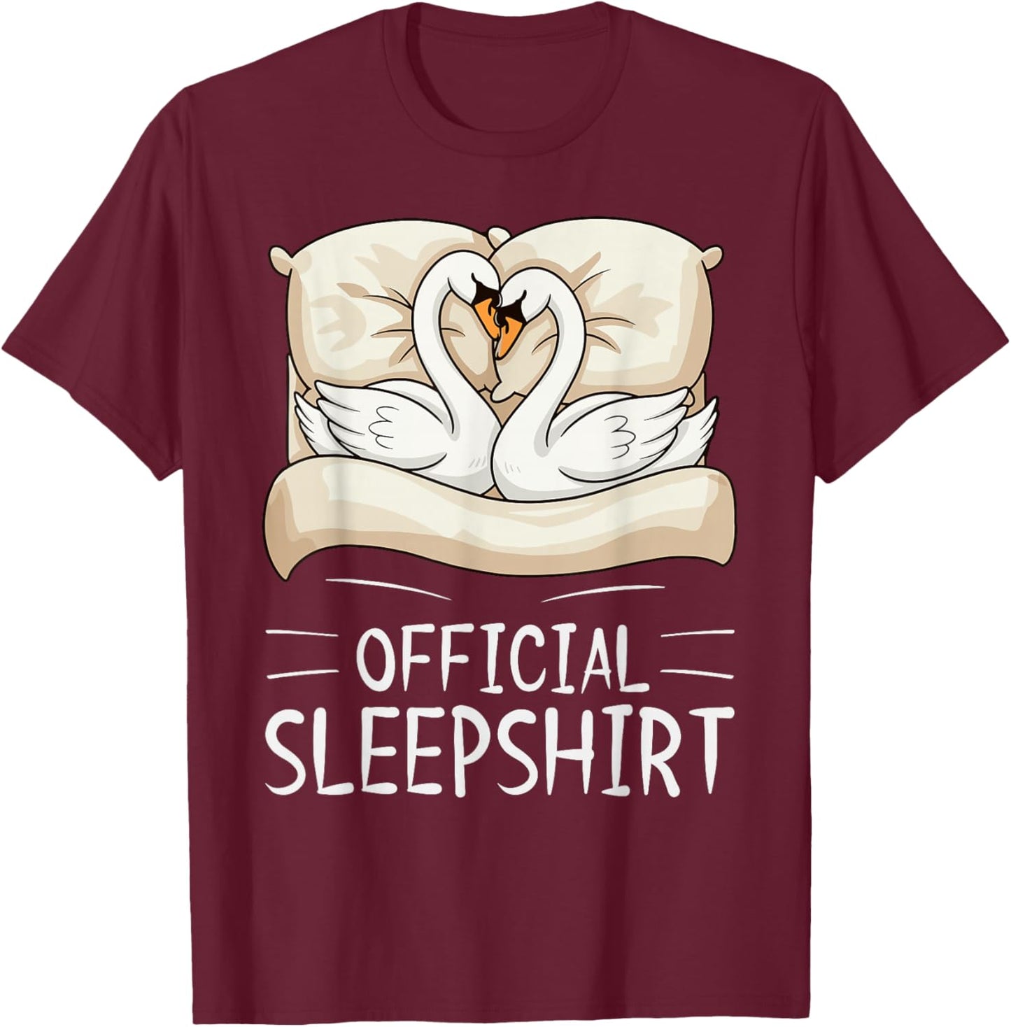 Swan Animal Official Sleepshirt Pajamas Nightgown T-Shirt - T-Shirt | Maroon