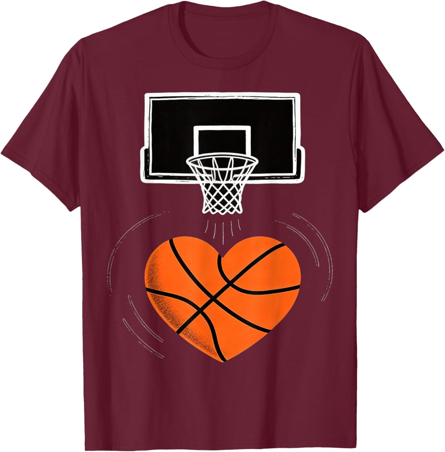 Valentines Basketball Valentine Boys Men Women Hearts Sport T-Shirt - T-Shirt | Maroon