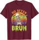 67 Halloween Meme 6 7 Skeleton Six Seven Numbers Funny Bruh T-Shirt - T-Shirt | Maroon