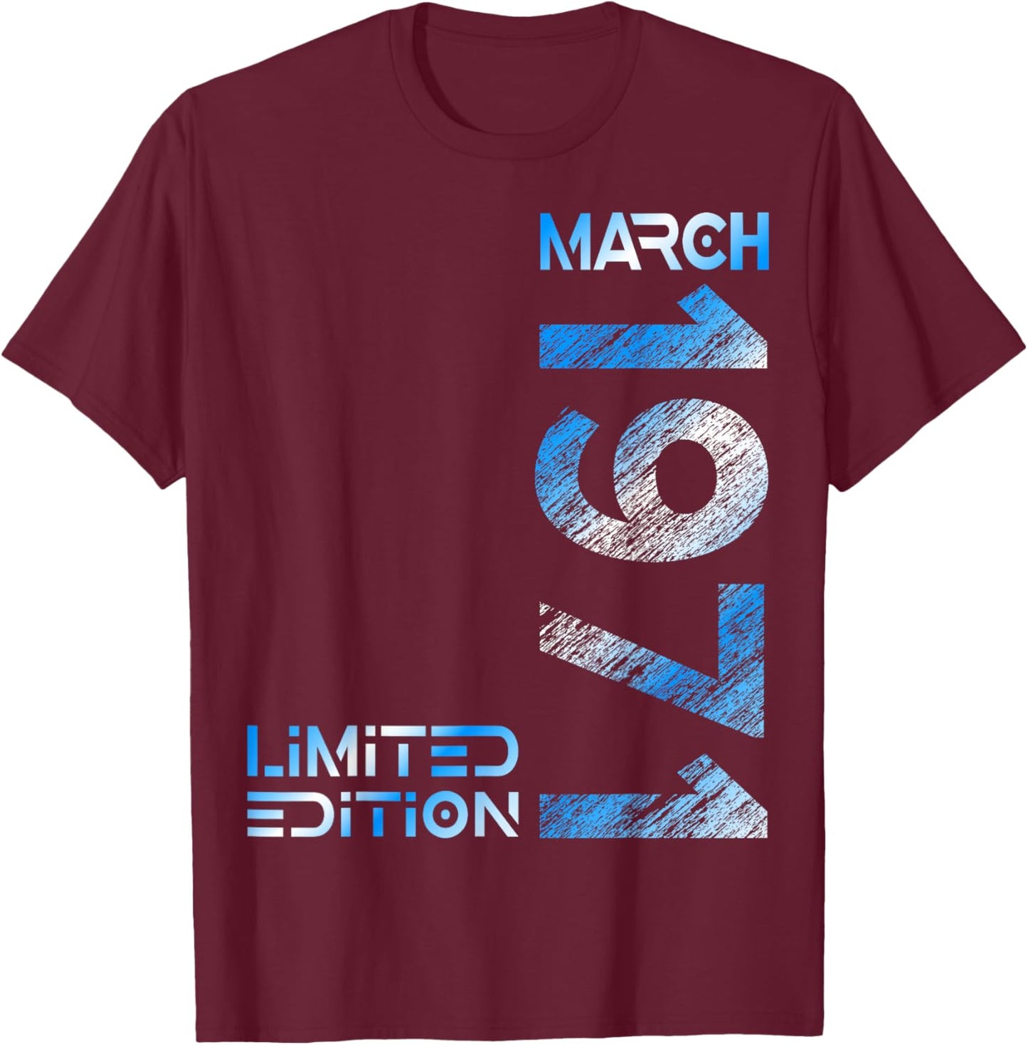 Limited Edition March 1971 Vintage 55. Birthday T-Shirt - T-Shirt | Maroon