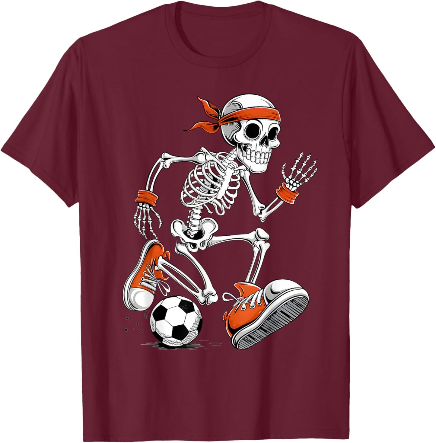 Funny Halloween Skeleton Soccer Football Costume T-Shirt - T-Shirt | Maroon