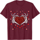 Valentine Skeleton Hand Heart Funny Valentine Love Men Women T-Shirt - T-Shirt | Maroon