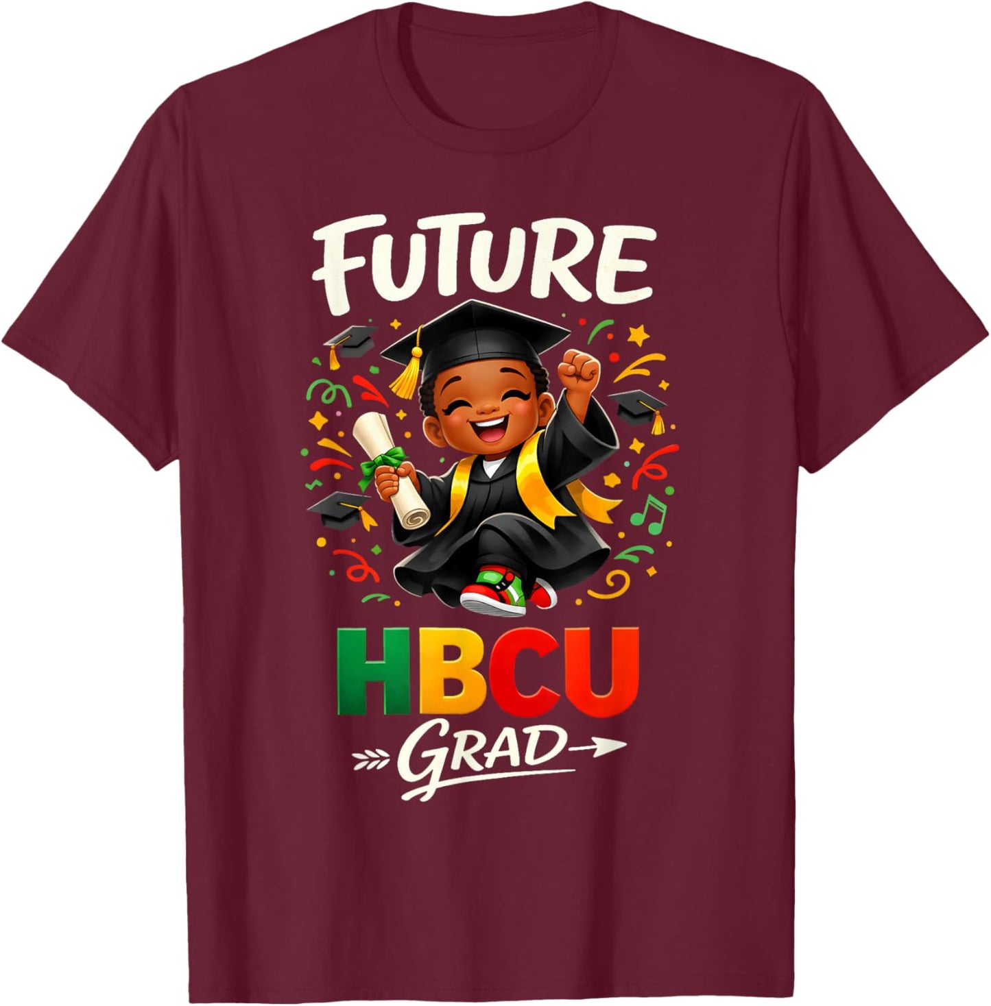 Future HBCU Grad History Black Boy Graduation HBCU Kids T-Shirt - T-Shirt | Maroon