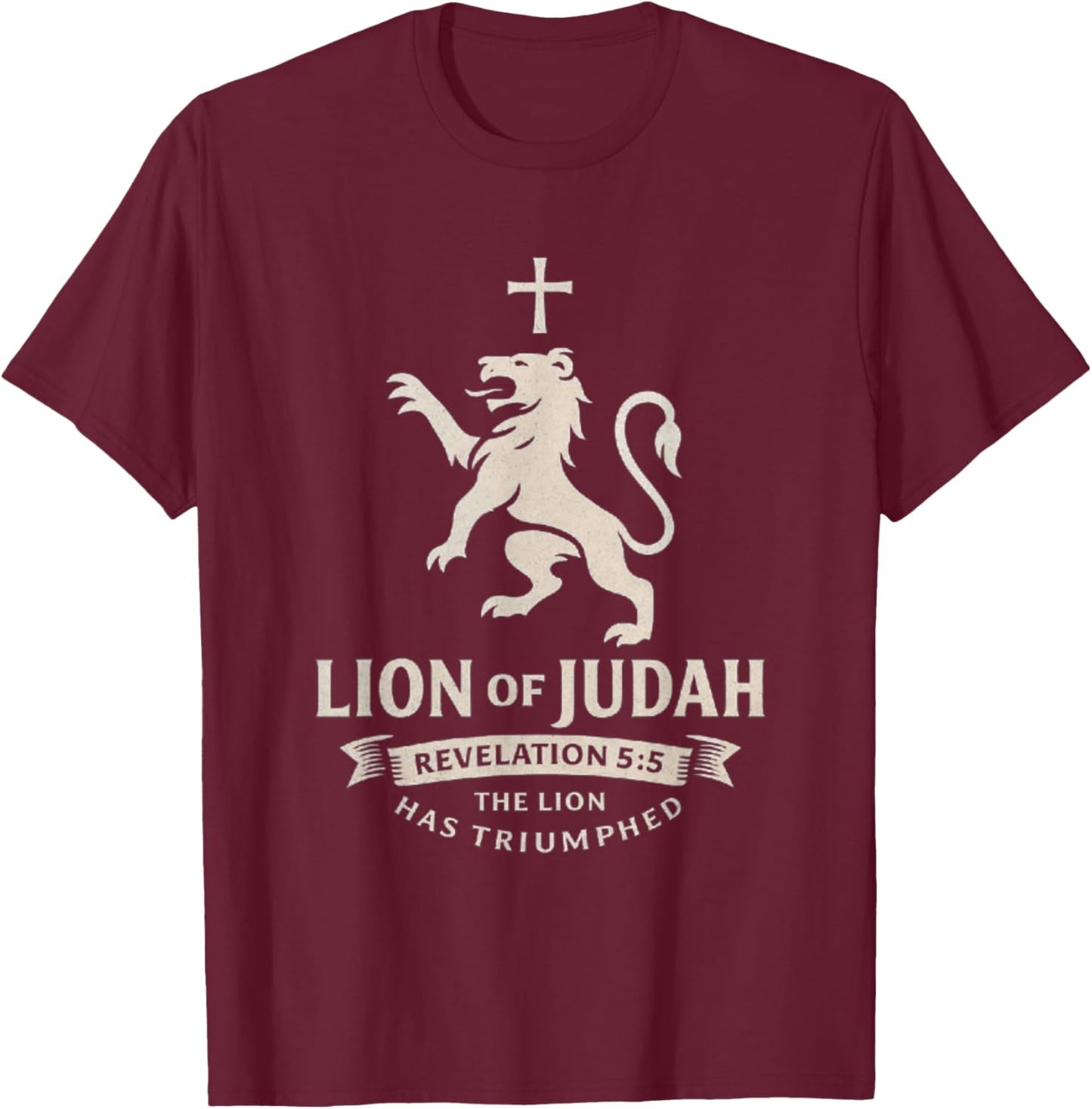 Lion of Judah Christian Apparel – Revelation 5:5 – Vintage T-Shirt - T-Shirt | Maroon