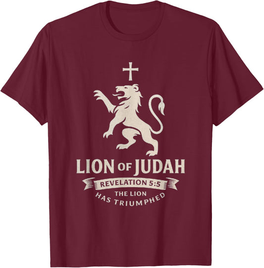 Lion of Judah Christian Apparel – Revelation 5:5 – Vintage T-Shirt - T-Shirt | Maroon