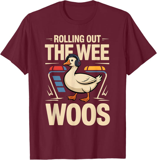 911 Dispatcher Goose Rolling Out the Wee Woos T-Shirt - T-Shirt | Maroon