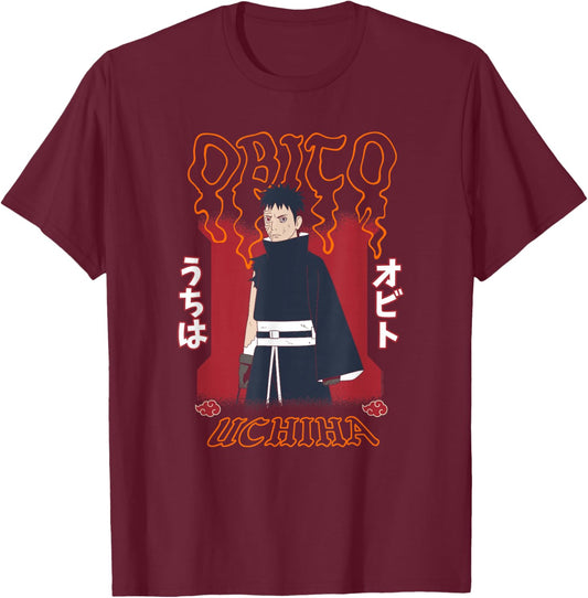 Naruto Obito Uchiha Modern Character Portrait Anime T-Shirt - T-Shirt | Maroon