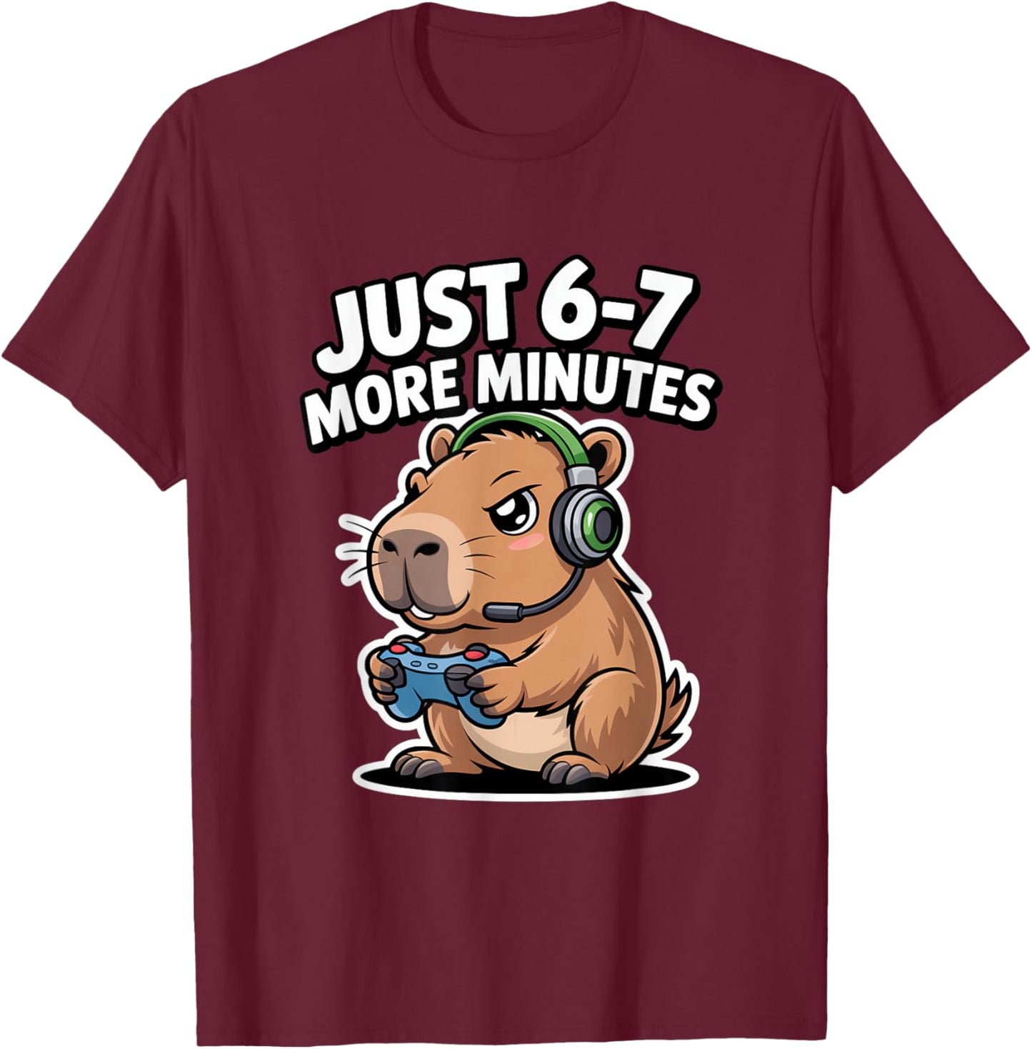 67 Meme Funny Gaming Capybara 6 7 Six Seven 6-7 Gamer T-Shirt - T-Shirt | Maroon