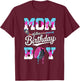 Mom of The Birthday Boy Hockey Ice Cream Drip Family T-Shirt - T-Shirt | Maroon