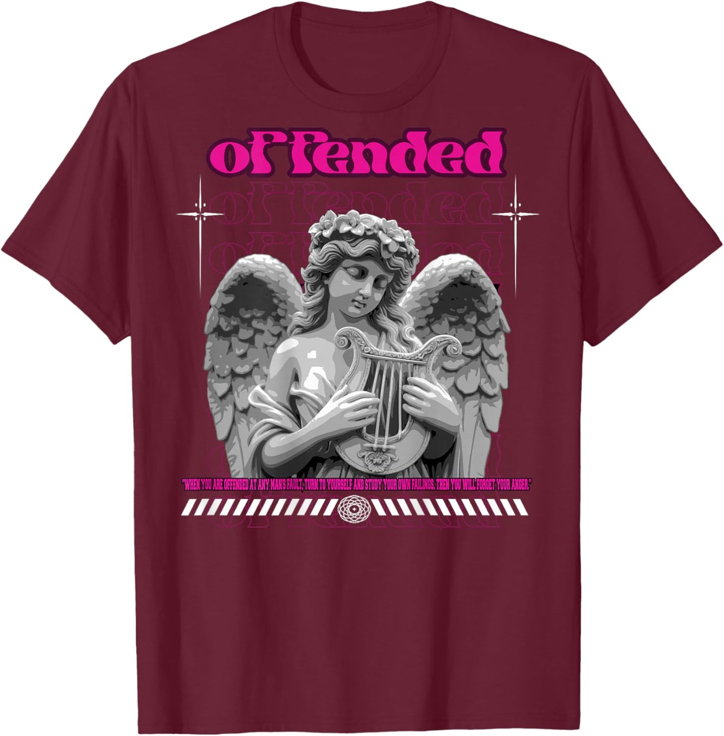 Y2K Angel Back Print Streetwear Aesthetic Hiphop Retro Urban T-Shirt - T-Shirt | Maroon