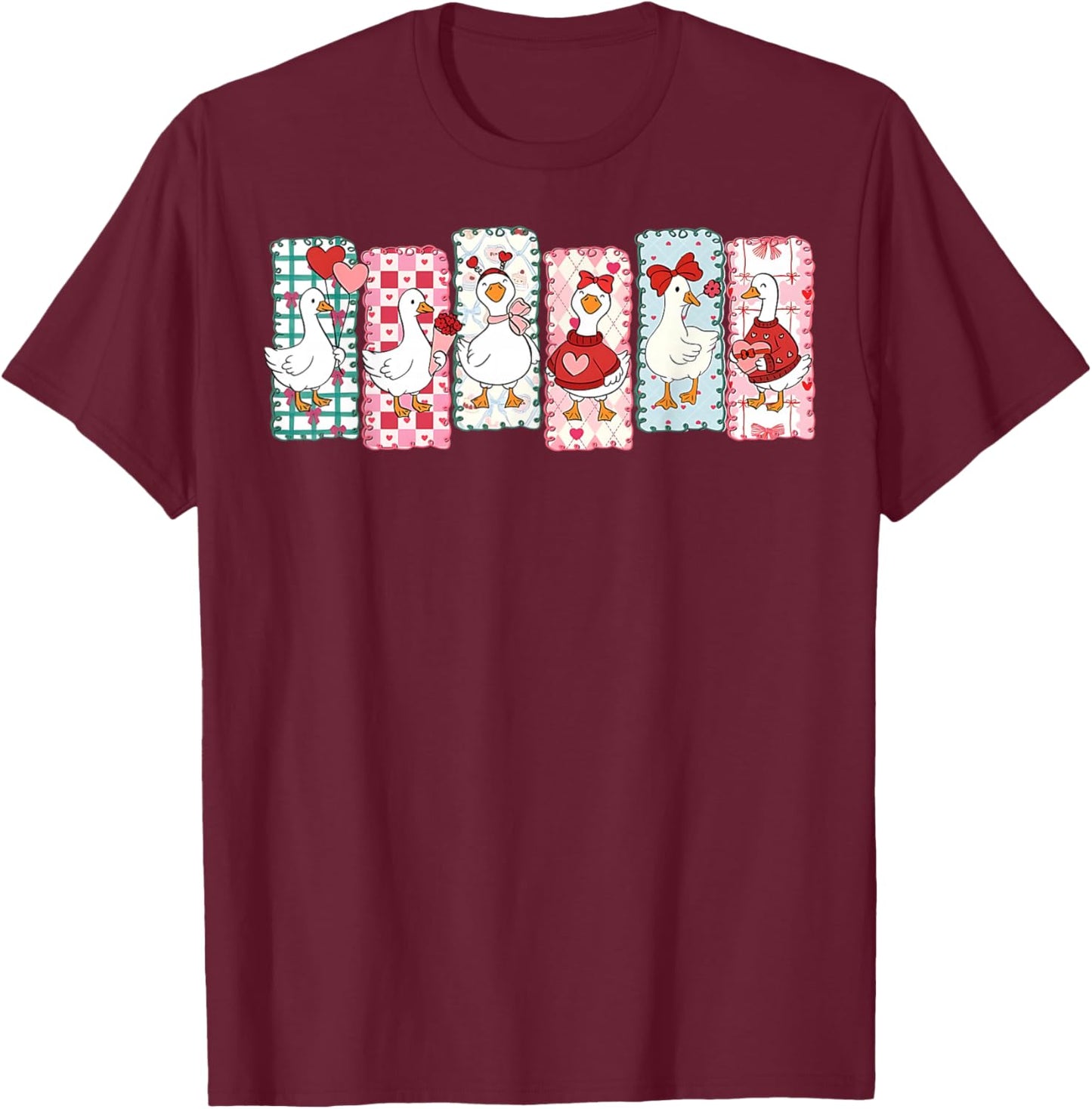 Just A Lovely Goose Cute Goose Valentine's Day T-Shirt - T-Shirt | Maroon