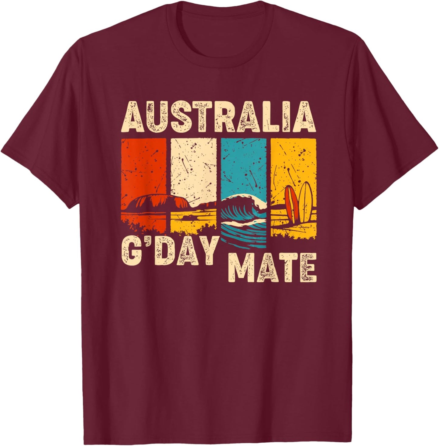 Australia G'Day Mate Shirt Funny Aussie Australian Nature T-Shirt - T-Shirt | Maroon