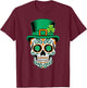 St Patricks Day Sugar Skull Saint Pattys Paddys Men Women T-Shirt - T-Shirt | Maroon