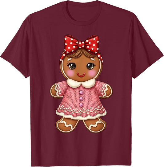 Gingerbread Kids Boys Christmas T-Shirt - T-Shirt | Maroon