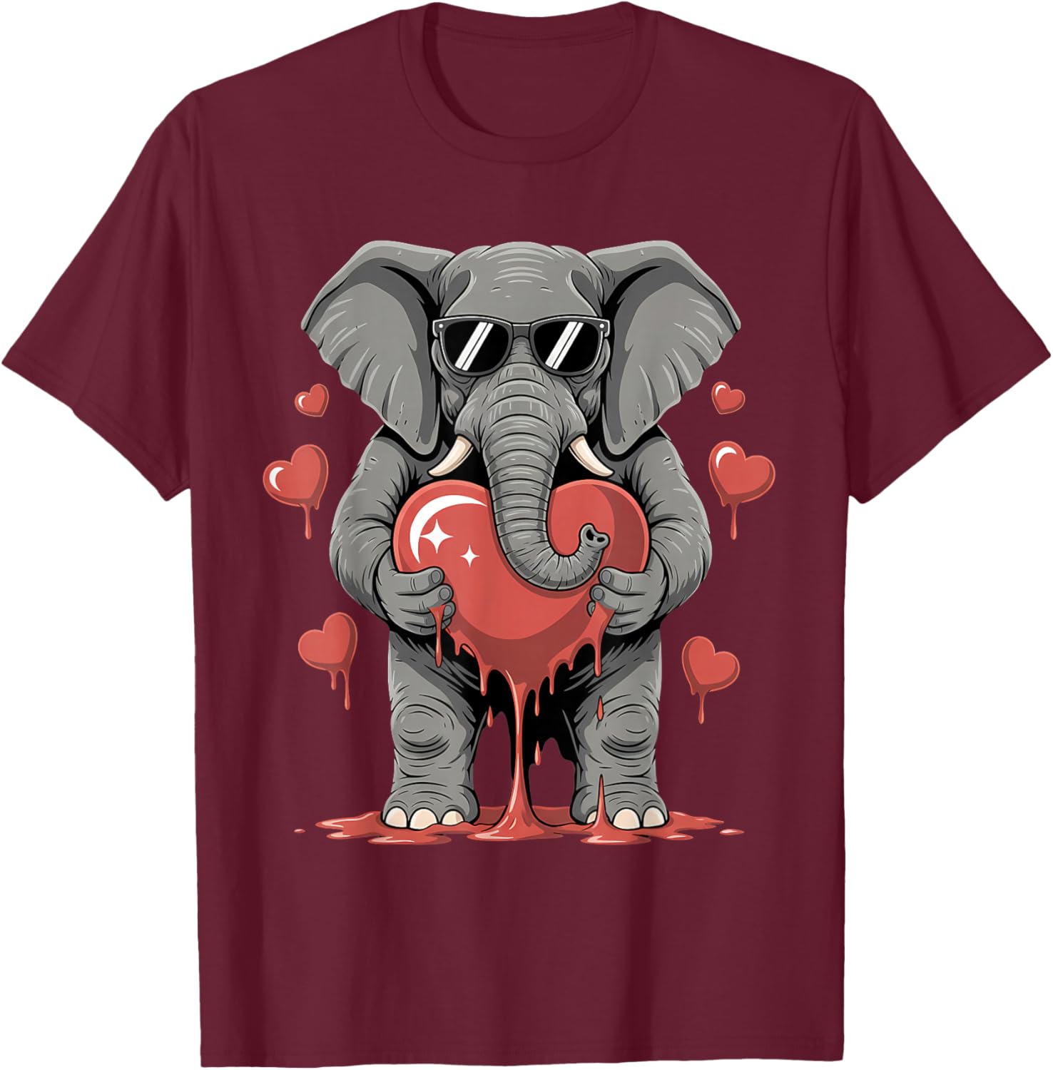 Valentines Day Cute Valentine Elephant Lover T-Shirt - T-Shirt | Maroon