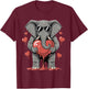 Valentines Day Cute Valentine Elephant Lover T-Shirt - T-Shirt | Maroon