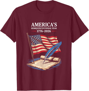 USA Flag 250 Years Independence Day 1776-2026 4th July T-Shirt - T-Shirt | Maroon