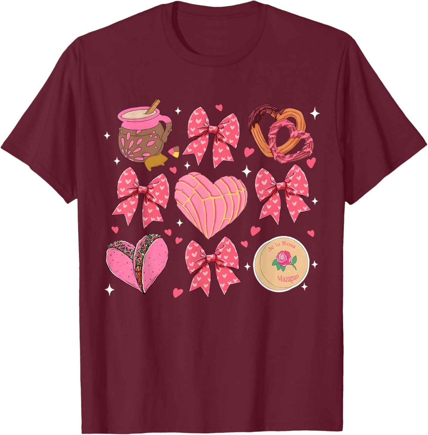 Valentine's Day Concha Pan Dulce Mexican Bread Lover Coquete T-Shirt - T-Shirt | Maroon