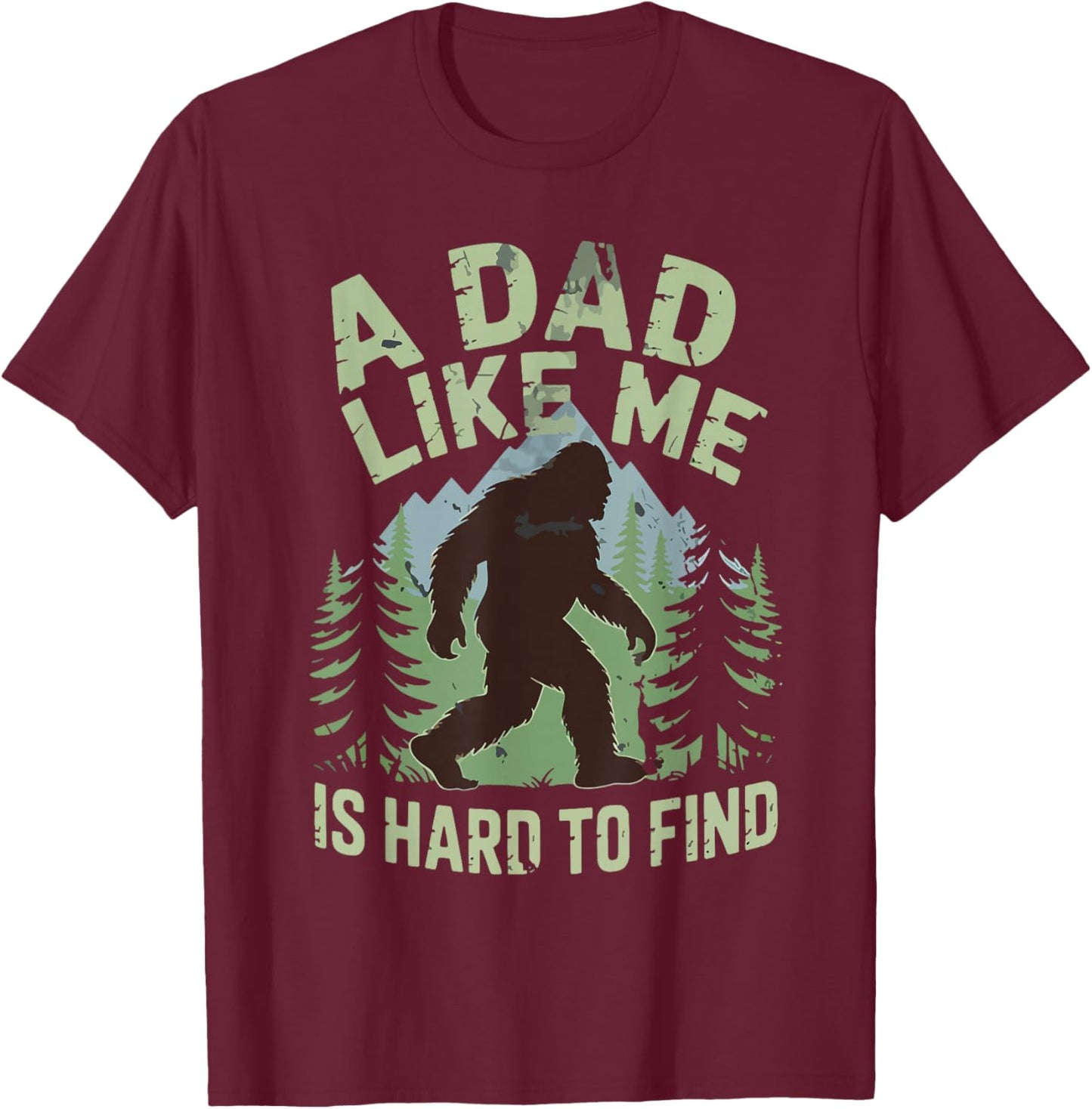 Retro Cool Sasquatch Men for Fathers Day Funny Bigfoot T-Shirt - T-Shirt | Maroon