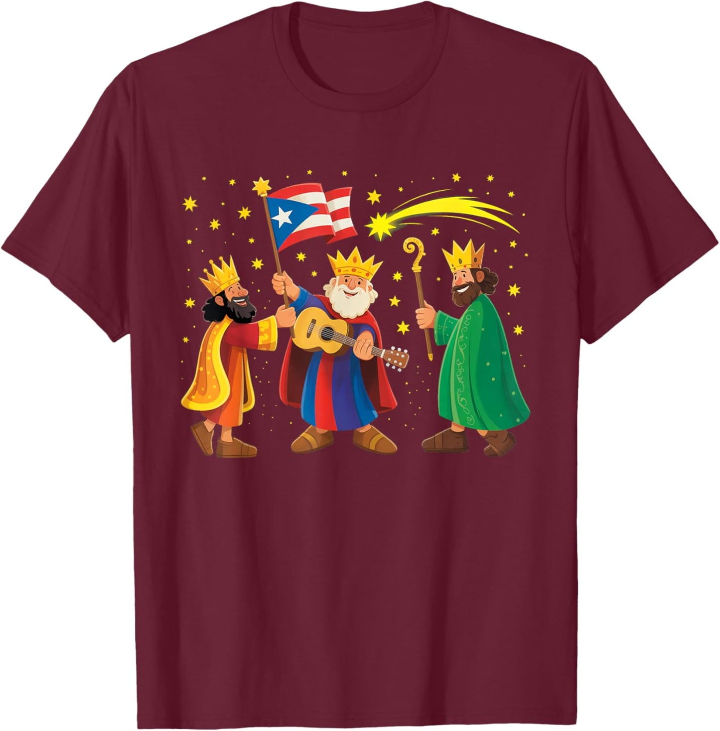 Los Tres Reyes Magos Three Wise Men Kings Christmas T-Shirt - T-Shirt | Maroon