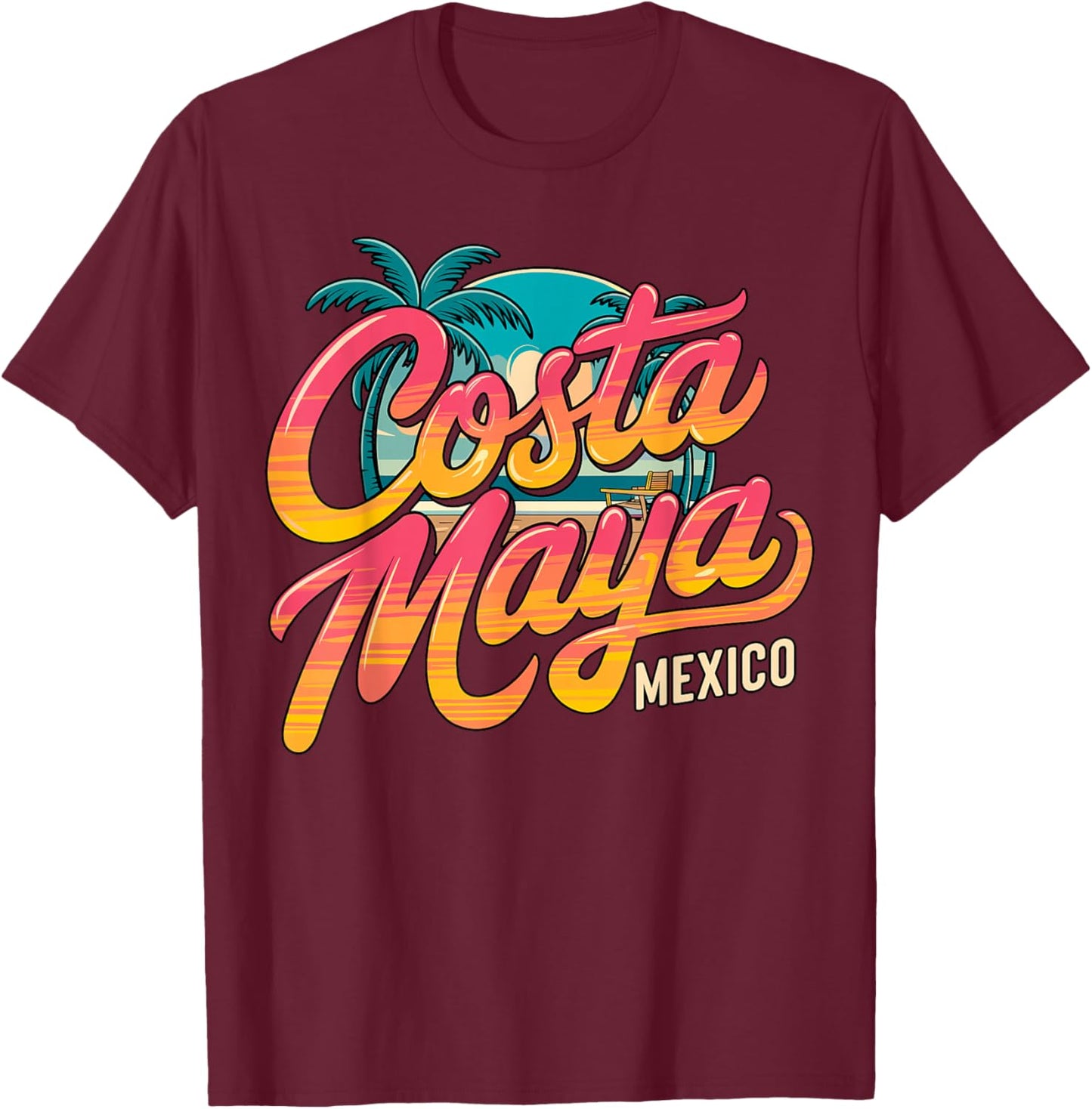 Costa Maya Mexico Summer Vacation T-Shirt - T-Shirt | Maroon