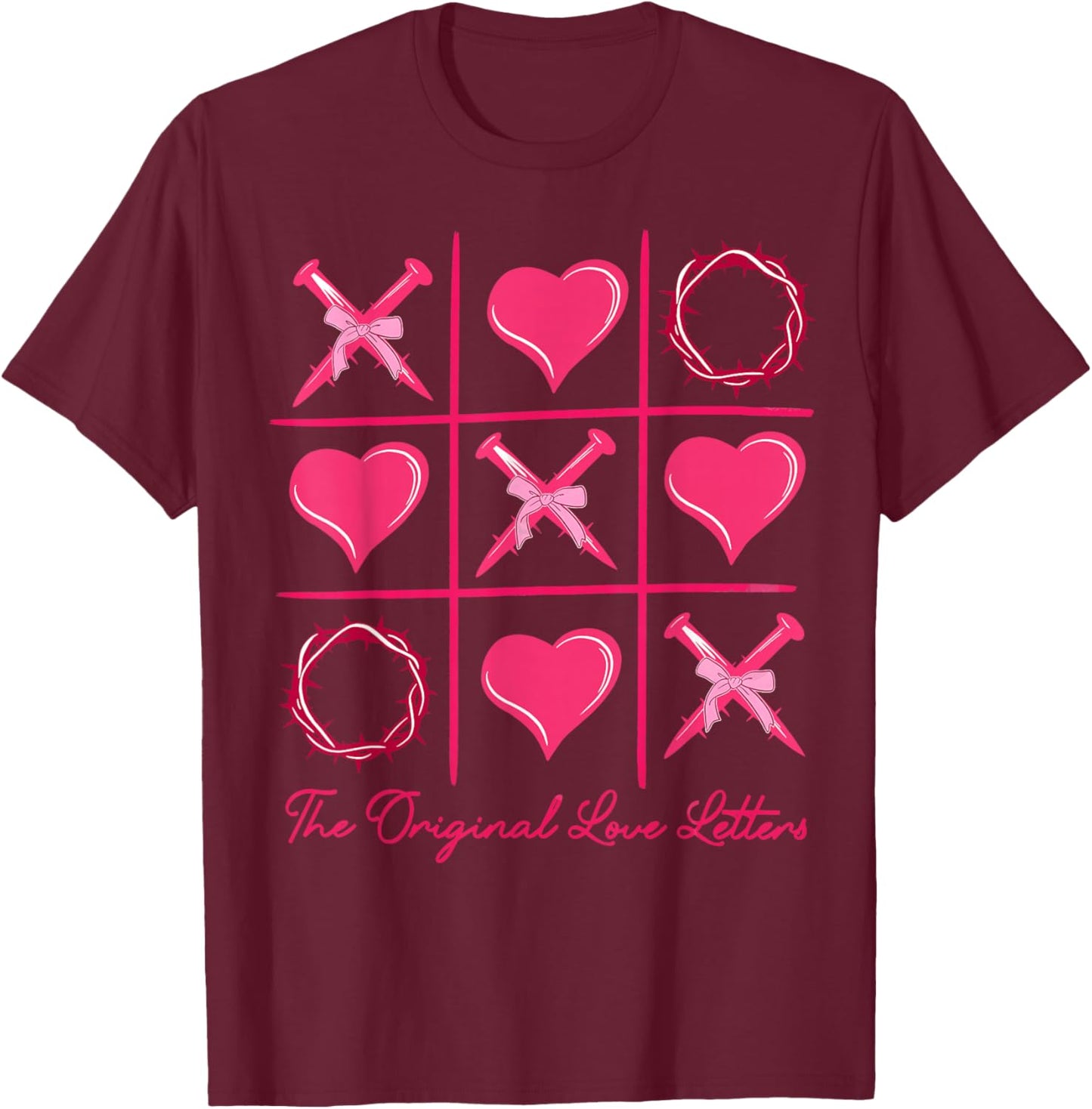 The Original Love Letters Valentine XOXO Heart Men Women T-Shirt - T-Shirt | Maroon