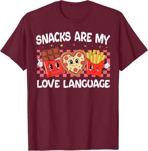 Snacks are My Love Language Funny Valentine Boys Toddler T-Shirt - T-Shirt | Maroon
